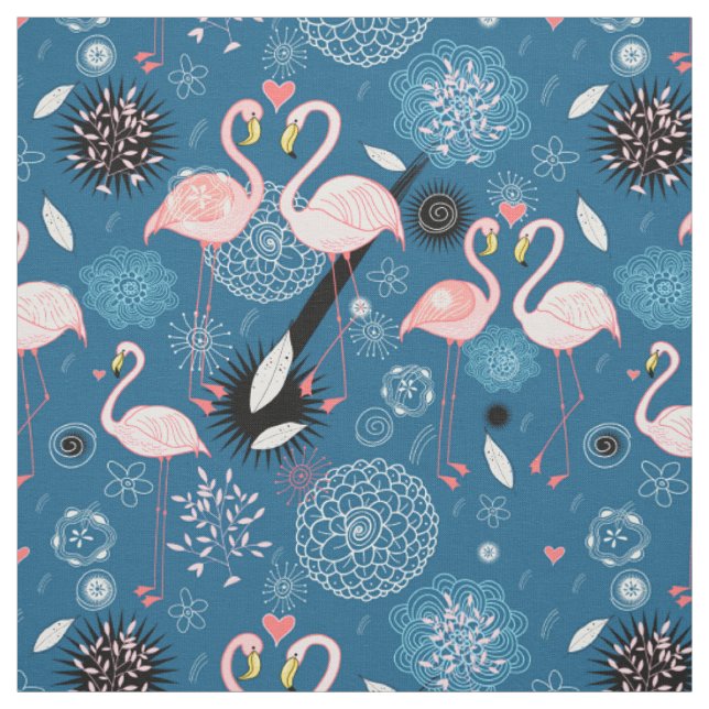 Tecido Padrão de flamingos de flores fofas (Modelo)