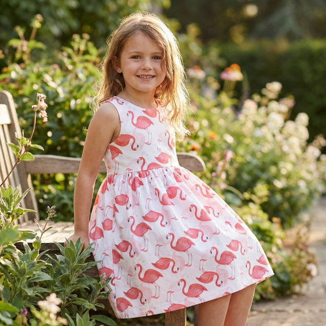 Tecido Padrão de Flamingos Tropicais Rosa Escrevado (Criador carregado)