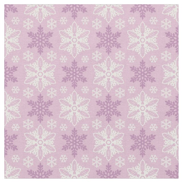 Tecido Padrão de Floco de Neve Branco, Cor-de-Rosa Brilha (Detalhe)
