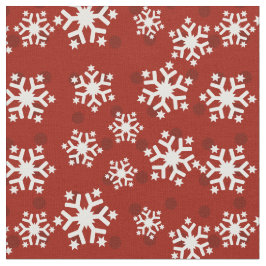 Tecido Padrão de Floco de Neve Vermelho e Branco