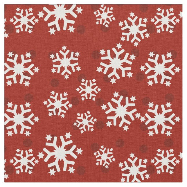 Tecido Padrão de Floco de Neve Vermelho e Branco (Detalhe)