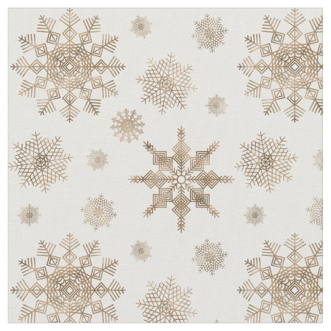 Tecido Padrão de Flocos de Neve Amarelos Dourados (Detalhe)