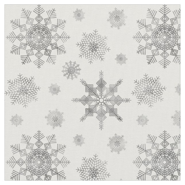 Tecido Padrão de Flocos de Neve Cinza Prata (Detalhe)