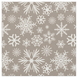 Tecido Padrão de Flocos de Neve de Inverno Mocha Chic Aco