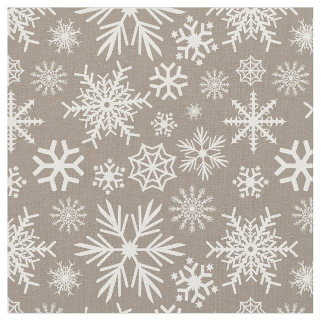 Tecido Padrão de Flocos de Neve de Inverno Mocha Chic Aco (Detalhe)