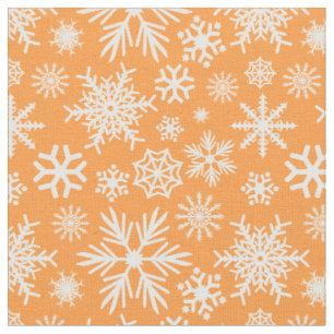 Tecido Padrão de Flocos de Neve de Laranja Chic e Aconche