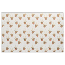 Tecido Padrão de Flocos de Neve de Reindeer Cute
