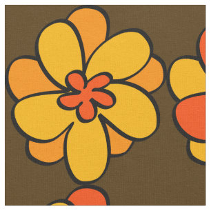 tecido Padrão de Flor de Estilo 1960s 1970s
