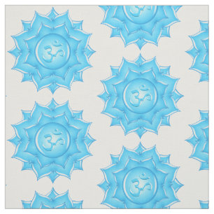 Tecido Padrão de Flor de Lotus de Vidro Azul