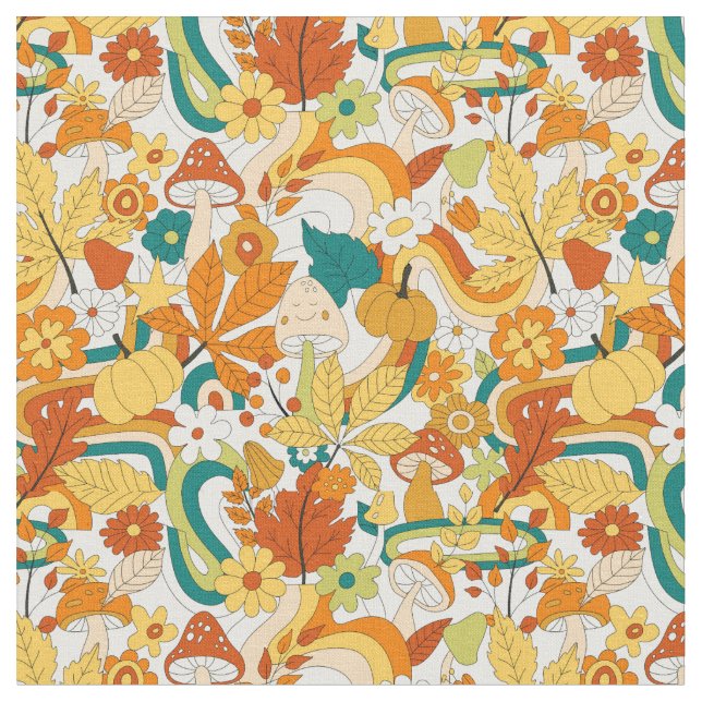 Tecido Padrão de Flor do Cogumelo Retroativo (Detalhe)