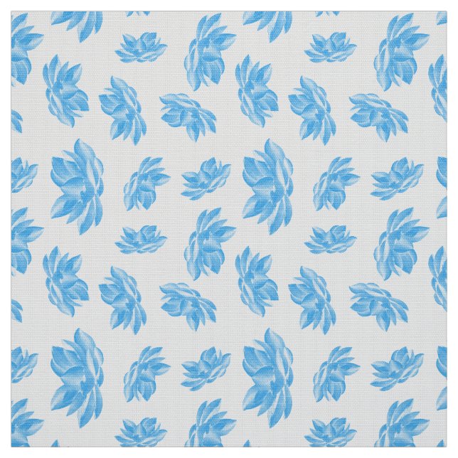 Tecido Padrão de Flor do Lotus de Cor Azul (Modelo)