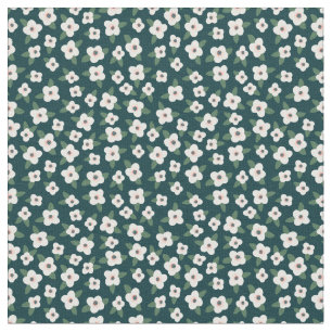 Tecido Padrão De Flor Floral Branco E Preto Ditsy