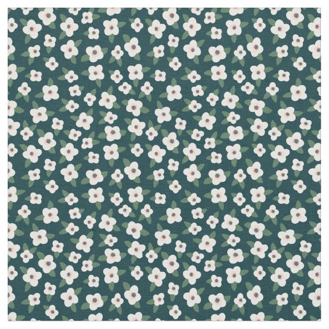 Tecido Padrão De Flor Floral Branco E Preto Ditsy (Detalhe)