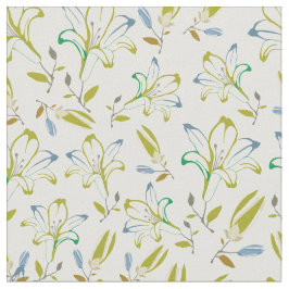 Tecido Padrão de Flor Lilar Verde-Olival Retroativo