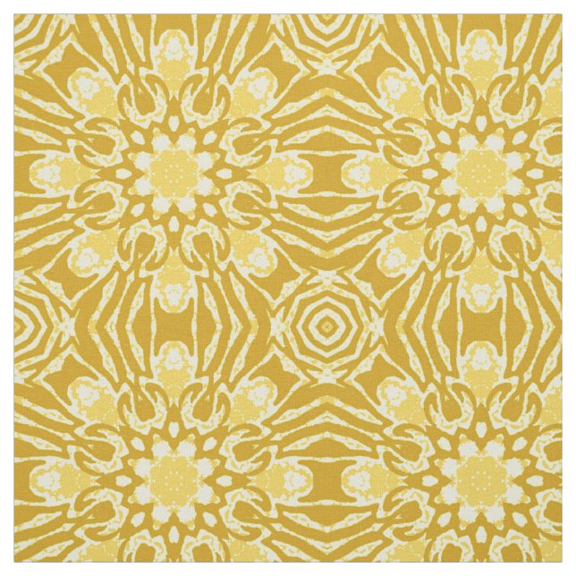 Tecido Padrão de Flor Mandala - Mostarda Dourada e Amarel (Modelo)
