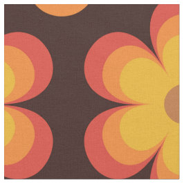 Tecido Padrão de flor retrô Groovy laranja e amarelo 