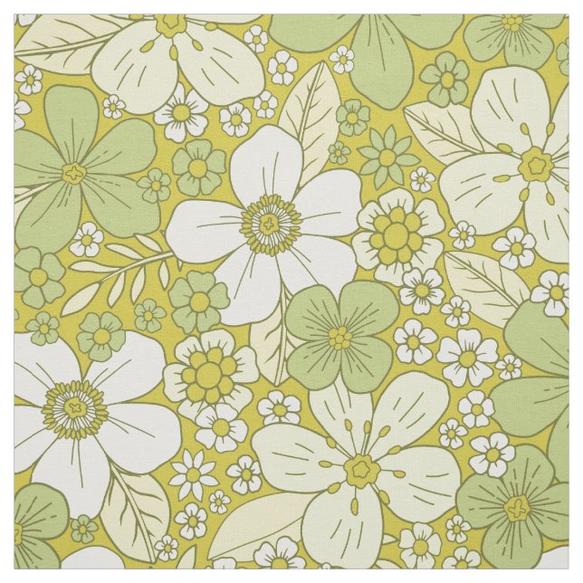 Tecido Padrão de Flor Verde e Amarelo do Pastel (Modelo)