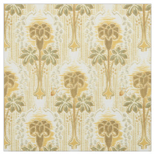 Tecido Padrão de Flor Vitoriano Era Art Nouveau