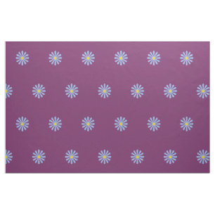 Tecido Padrão de Flores Azuis Fofas em Roxo Uva