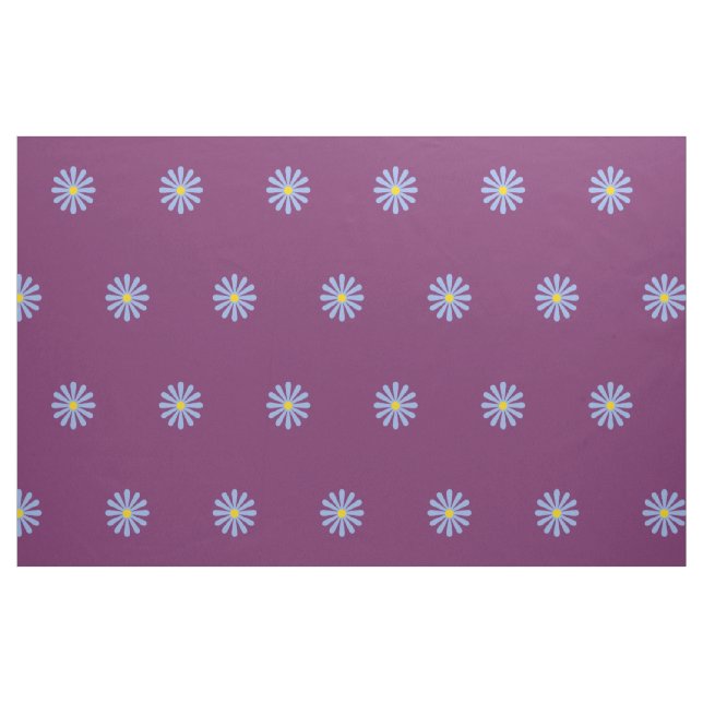 Tecido Padrão de Flores Azuis Fofas em Roxo Uva (Fat Quarter)