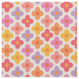Tecido Padrão de Flores Coloridas Retro Mod dos Anos 1970