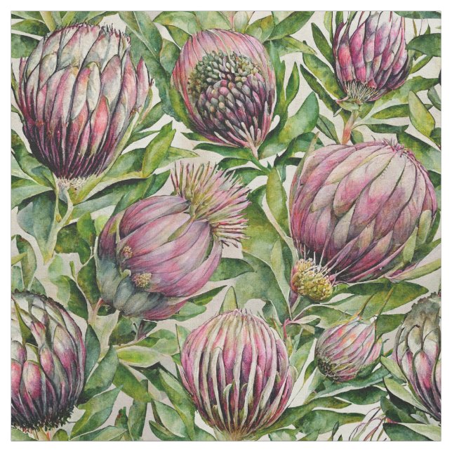 Tecido Padrão de Flores de Proteínas Rosa e Verde (Modelo)