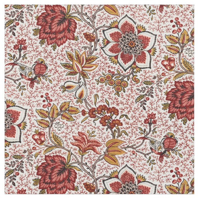 Tecido Padrão de flores e aves de Oberkampf & Cie (Detalhe)