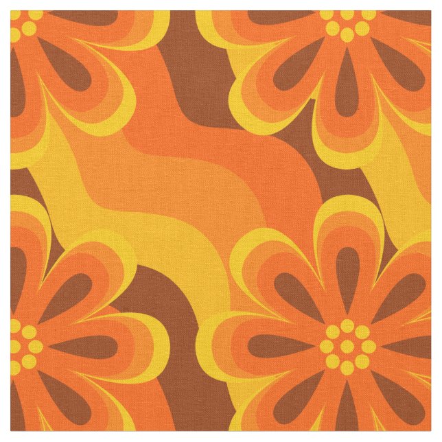 tecido Padrão de Flores e Ondas de Estilo 1960s 19 (Detalhe)