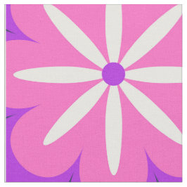 Tecido Padrão de Flores Roxas e Rosas Groovy Retro dos An