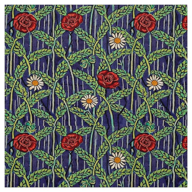 Tecido Padrão de Flores Silvestres em Campo de Trigo (Modelo)