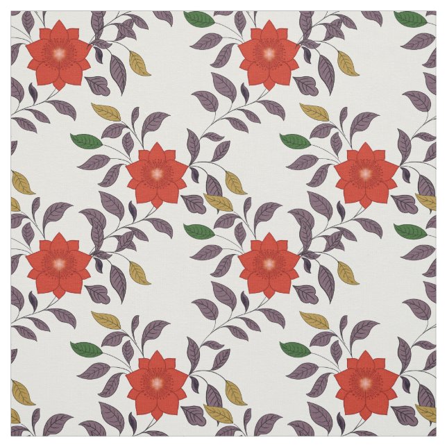 Tecido Padrão de Flores Vermelhas | Estilo de Chinoiserie (Modelo)