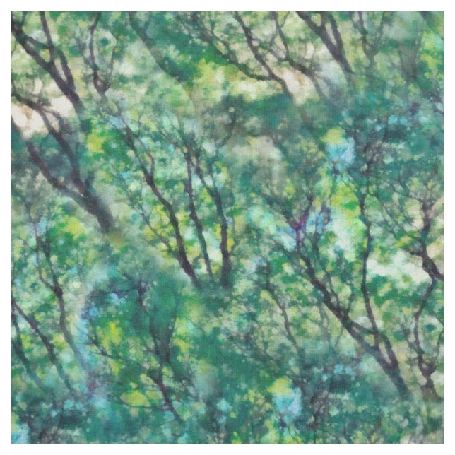 Tecido Padrão de Floresta Verde de Aquarela (Modelo)