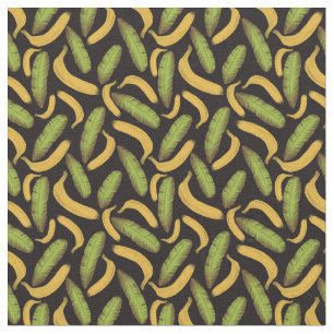Tecido Padrão de Folha de Banana Preta Tropical