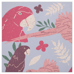Tecido Padrão de Folha Tropical de Ara Parrot Rosa