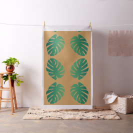 Tecido Padrão de Folha Verde Monstera Tropical