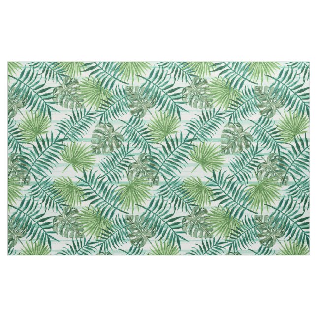 Tecido Padrão de Folha Verde Tropical Retrográfica (Fat Quarter)