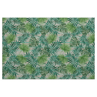 Tecido Padrão de Folha Verde Tropical Retrográfica