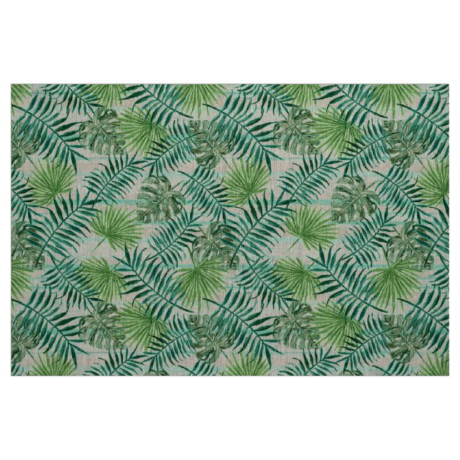 Tecido Padrão de Folha Verde Tropical Retrográfica (Fat Quarter)