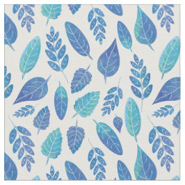 Tecido Padrão de Folhas de Aquarela Azul