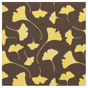 Tecido Padrão de Folhas de Ginkgo Amarelo