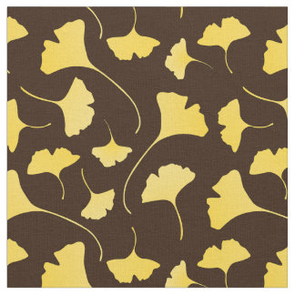 Tecido Padrão de Folhas de Ginkgo Amarelo