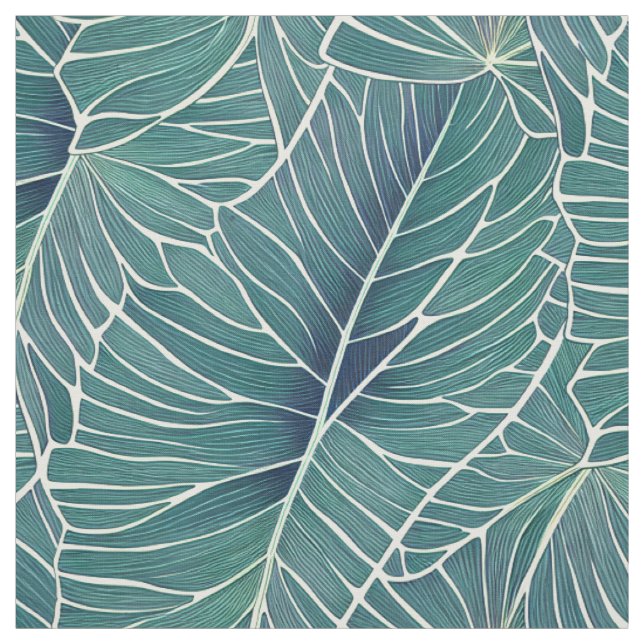 Tecido Padrão de Folhas Tropicais Verde Azul de Cor-de-Ág (Modelo)
