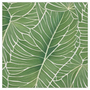 Tecido Padrão de Folhas Tropicais Verde de Aquarela