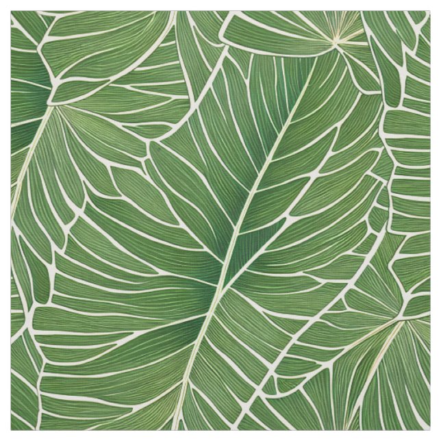 Tecido Padrão de Folhas Tropicais Verde de Aquarela (Modelo)