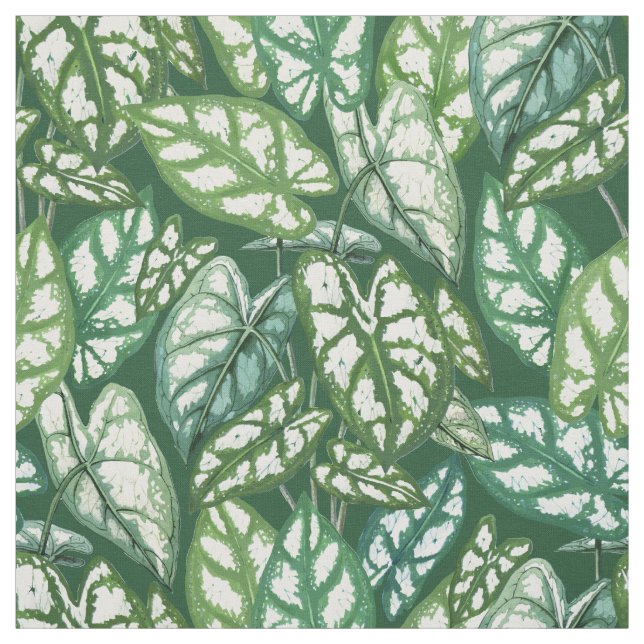 Tecido Padrão de Folhas Tropicais Verdes (Modelo)