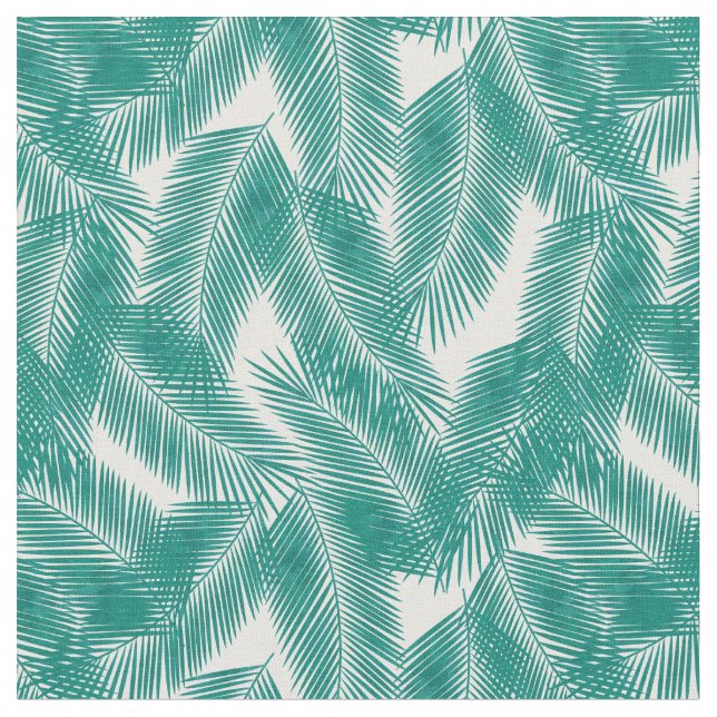 Tecido Padrão de Folhas Tropicais Verdes (Detalhe)
