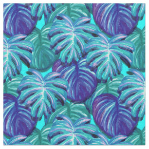 Tecido Padrão de Folhas Verdes Exóticas