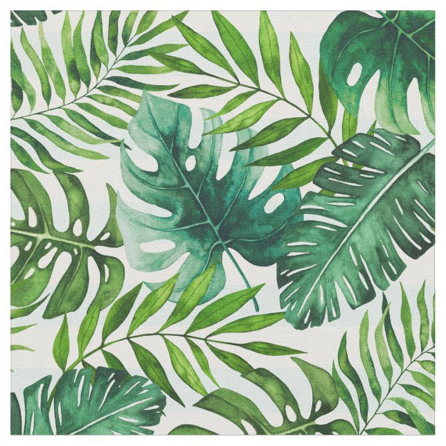 Tecido Padrão de Folhas Verdes Tropicais Modernas (Detalhe)