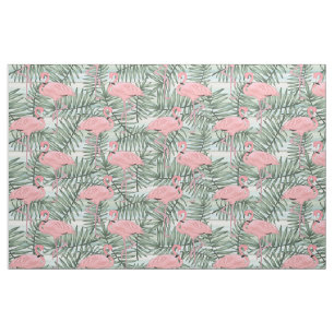 Tecido Padrão de Folhetos de Palma de Flamingoes Cor-de-