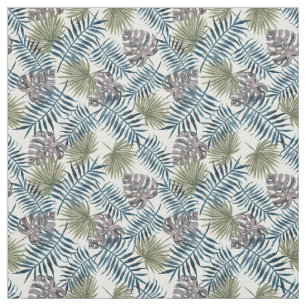 Tecido Padrão de Folhetos de Palmeira Verde-Teal Tropica